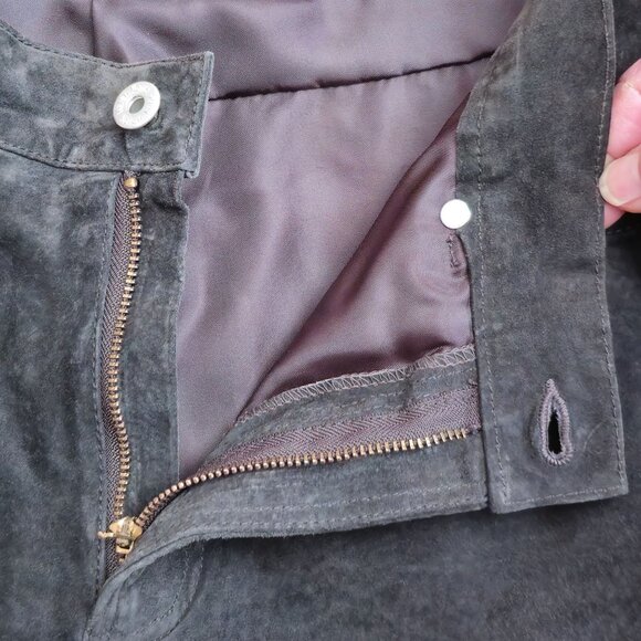 Y2K Karen Kane Lifestyle Womens High Rise Suede Leather Pants Size 8 Black Lined - Picture 4 of 11